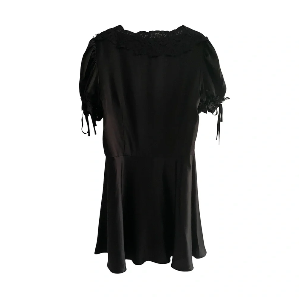 Mirror Palais Silk Unwrap Me Black Mini Dress - Picture 7 of 8